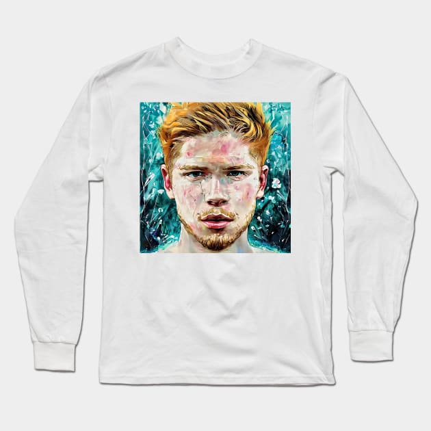 Face of Kevin De Bruyne Long Sleeve T-Shirt by bogfl